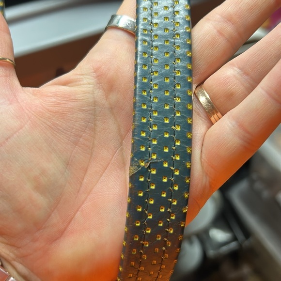 DOONEY & BOURKE Blue/Yellow/Black Leather Cabrio Top Zip Shoulder Made in USA - Picture 12 of 14